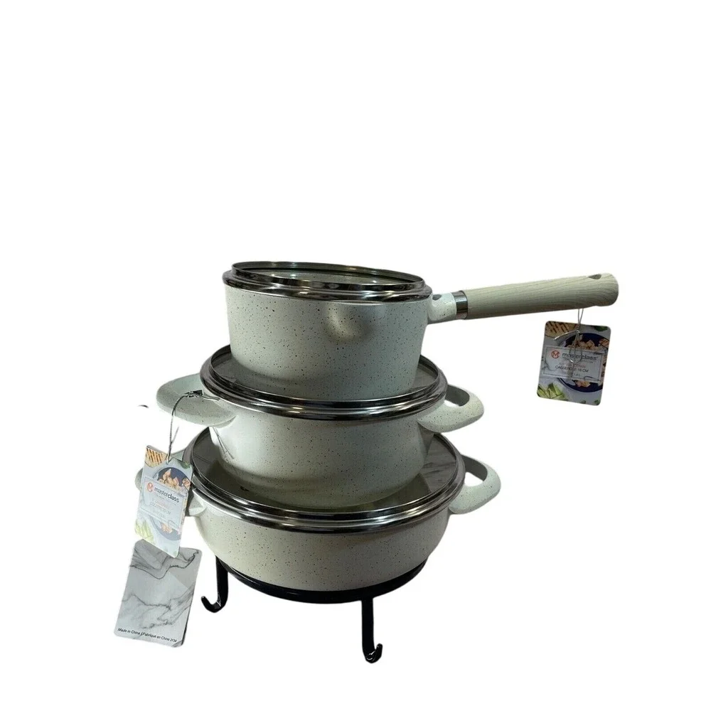Master Class‎ Cookware White w/ Reddish Spec 6 Pc. set Heavy duty cast aluminum